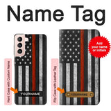 Samsung Galaxy S21 5G Hard Case Firefighter Thin Red Line Flag with custom name