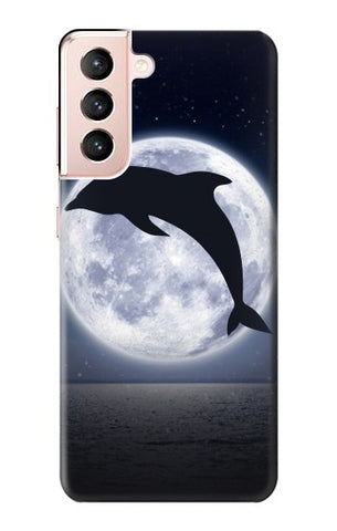 Samsung Galaxy S21 5G Hard Case Dolphin Moon Night