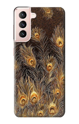 Samsung Galaxy S21 5G Hard Case Gold Peacock Feather