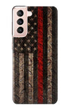 Samsung Galaxy S21 5G Hard Case Fire Fighter Metal Red Line Flag Graphic