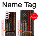 Samsung Galaxy S21 5G Hard Case Fire Fighter Metal Red Line Flag Graphic with custom name