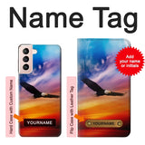 Samsung Galaxy S21 5G Hard Case Bald Eagle Flying Colorful Sky with custom name
