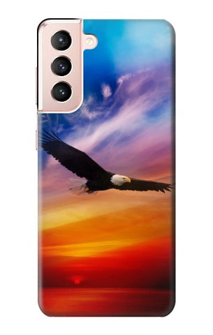 Samsung Galaxy S21 5G Hard Case Bald Eagle Flying Colorful Sky