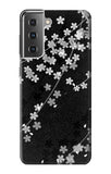 Samsung Galaxy S21+ 5G Hard Case Japanese Style Black Flower Pattern