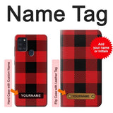 Samsung Galaxy A21s Hard Case Red Buffalo Check Pattern with custom name