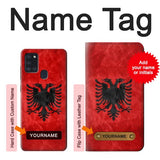Samsung Galaxy A21s Hard Case Albania Red Flag with custom name