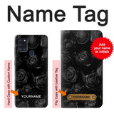 Samsung Galaxy A21s Hard Case Black Roses with custom name