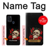 Samsung Galaxy A21s Hard Case Dark Gothic Goth Skull Roses with custom name