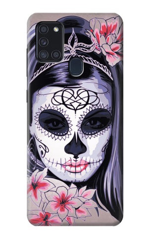 Samsung Galaxy A21s Hard Case Sugar Skull Steam Punk Girl Gothic