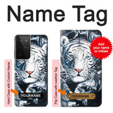 Samsung Galaxy S21 Ultra 5G Hard Case White Tiger with custom name