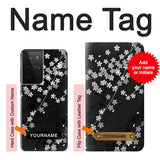 Samsung Galaxy S21 Ultra 5G Hard Case Japanese Style Black Flower Pattern with custom name