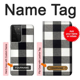 Samsung Galaxy S21 Ultra 5G Hard Case Black and White Buffalo Check Pattern with custom name