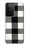 Samsung Galaxy S21 Ultra 5G Hard Case Black and White Buffalo Check Pattern