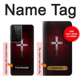 Samsung Galaxy S21 Ultra 5G Hard Case Christian Cross with custom name