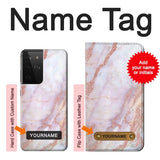 Samsung Galaxy S21 Ultra 5G Hard Case Soft Pink Marble Graphic Print with custom name
