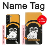 Samsung Galaxy S22+ 5G Hard Case Funny Monkey with Headphone Pop Music with custom name
