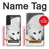  Moto G8 Power Hard Case White Arctic Fox with custom name