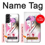  Moto G8 Power Hard Case Devushka Geisha Kimono with custom name