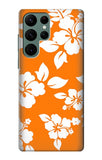 Samsung Galaxy S22 Ultra 5G Hard Case Hawaiian Hibiscus Orange Pattern