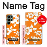 Samsung Galaxy S22 Ultra 5G Hard Case Hawaiian Hibiscus Orange Pattern with custom name