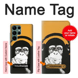 Samsung Galaxy S22 Ultra 5G Hard Case Funny Monkey with Headphone Pop Music with custom name