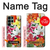 Samsung Galaxy S22 Ultra 5G Hard Case Retro Art Flowers with custom name