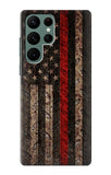 Samsung Galaxy S22 Ultra 5G Hard Case Fire Fighter Metal Red Line Flag Graphic