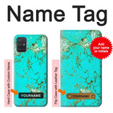Samsung Galaxy A71 5G Hard Case Turquoise Gemstone Texture Graphic Printed with custom name