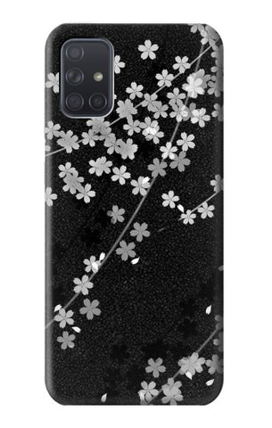 Samsung Galaxy A71 5G Hard Case Japanese Style Black Flower Pattern
