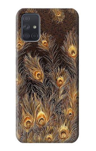 Samsung Galaxy A71 5G Hard Case Gold Peacock Feather