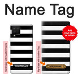 Samsung Galaxy A12 Hard Case Black and White Striped with custom name