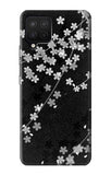 Samsung Galaxy A12 Hard Case Japanese Style Black Flower Pattern