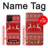 Samsung Galaxy A12 Hard Case Christmas Reindeer Knitted Pattern with custom name
