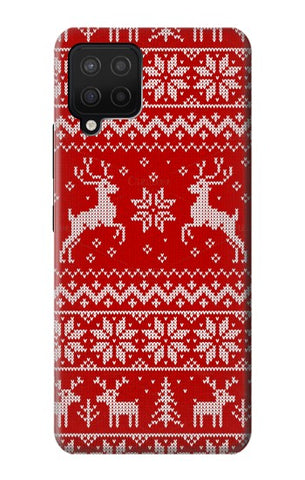 Samsung Galaxy A12 Hard Case Christmas Reindeer Knitted Pattern
