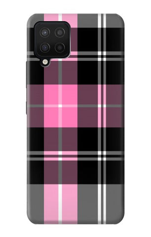 Samsung Galaxy A12 Hard Case Pink Plaid Pattern