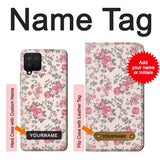 Samsung Galaxy A12 Hard Case Vintage Rose Pattern with custom name