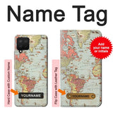 Samsung Galaxy A12 Hard Case Vintage World Map with custom name