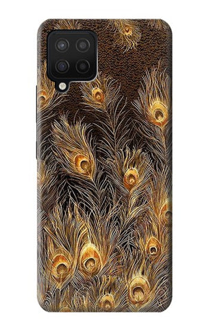 Samsung Galaxy A12 Hard Case Gold Peacock Feather