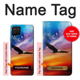 Samsung Galaxy A12 Hard Case Bald Eagle Flying Colorful Sky with custom name