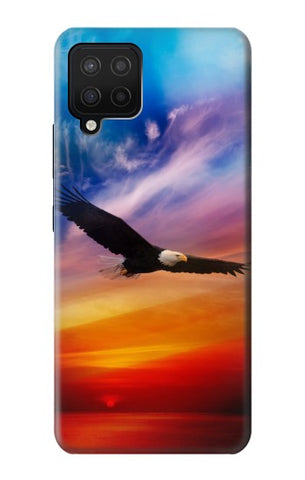 Samsung Galaxy A12 Hard Case Bald Eagle Flying Colorful Sky