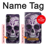 Samsung Galaxy A13 5G Hard Case Purple Sugar Skull with custom name
