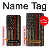 Samsung Galaxy A13 5G Hard Case Fire Fighter Metal Red Line Flag Graphic with custom name