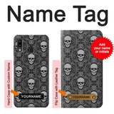 Samsung Galaxy A20, A30, A30s Hard Case Skull Vintage Monochrome Pattern with custom name
