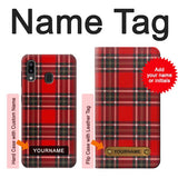 Samsung Galaxy A20, A30, A30s Hard Case Tartan Red Pattern with custom name
