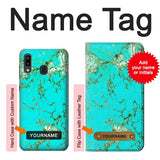 Samsung Galaxy A20, A30, A30s Hard Case Turquoise Gemstone Texture Graphic Printed with custom name