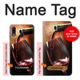Samsung Galaxy A20, A30, A30s Hard Case Red Wine Bottle And Glass with custom name