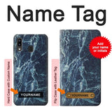 Samsung Galaxy A20, A30, A30s Hard Case Light Blue Marble Stone Texture Printed with custom name