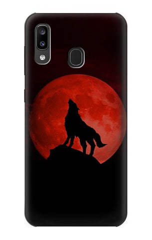Samsung Galaxy A20, A30, A30s Hard Case Wolf Howling Red Moon
