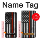 Samsung Galaxy A20, A30, A30s Hard Case Firefighter Thin Red Line Flag with custom name