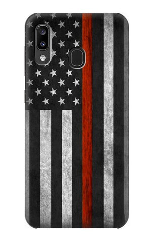 Samsung Galaxy A20, A30, A30s Hard Case Firefighter Thin Red Line Flag